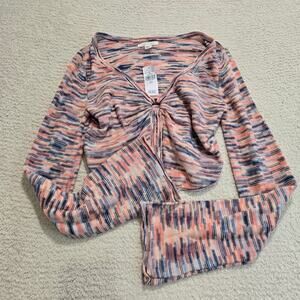 American Eagle Outfitters Space Dye Long Sleeve Knit Crop Top Sweater Sz S Boho